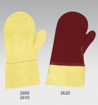 HitzeschutzFausthandschuhe aus Aramidgewebe mit Spezialleder verstärkt, Moltonfutter, 35 cm