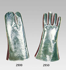 HitzeschutzDreifingerhandschuhe aus Spezialspaltleder / aluminisiertem Aramid-Gewebe