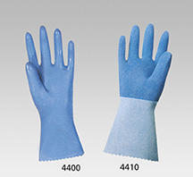Blaue, aufgerauhte Naturlatex-Schutzhandschuhe MAPA, Trikotfutter, 32 cm lang