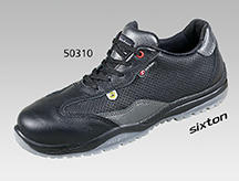 ESD-Sicherheitshalbschuhe SIXTON aus schwarzem gelochtem Rindsleder, PU-Sohle