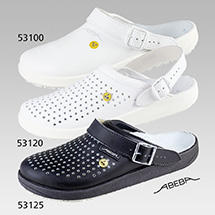 ESD Clog ABEBA, schwarzes gelochtes Glattleder