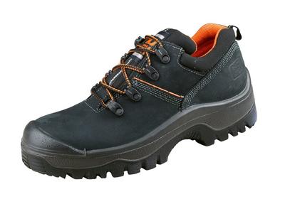 Bau-Sicherheitshalbschuhe NO RISK aus schwarzem Nubuk-Rindsleder, PU-Sohle