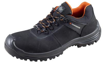 Bau-Sicherheitshalbschuhe TO WORK FOR aus schwarzem Nubukleder, PU-Sohle